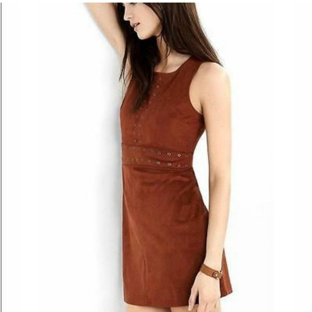 Women's Express Faux Suede Dress Brown Size 12 - Fall Lagenlook